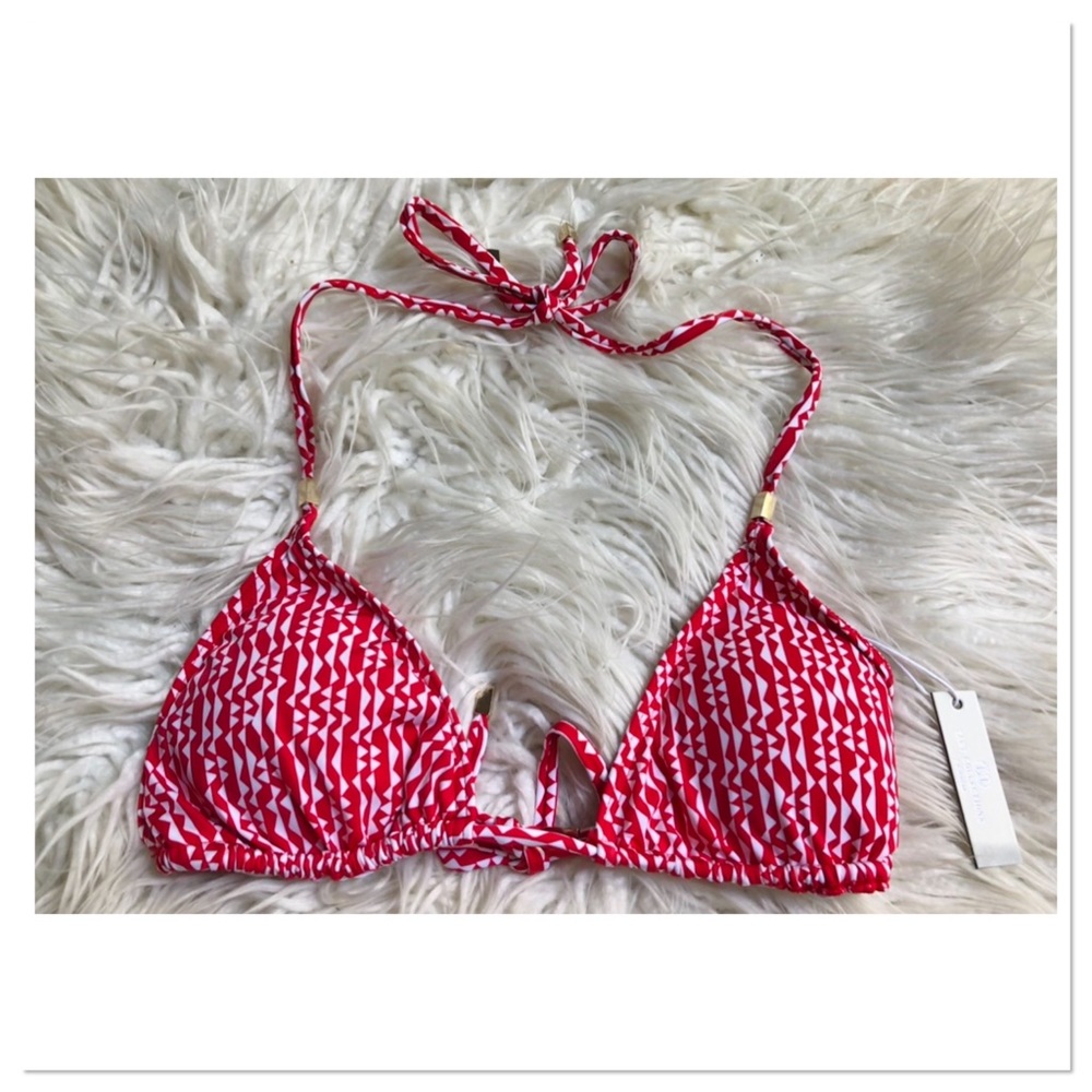 Tart Collections String Bikini Swimsuit Top Red White Size Medium New